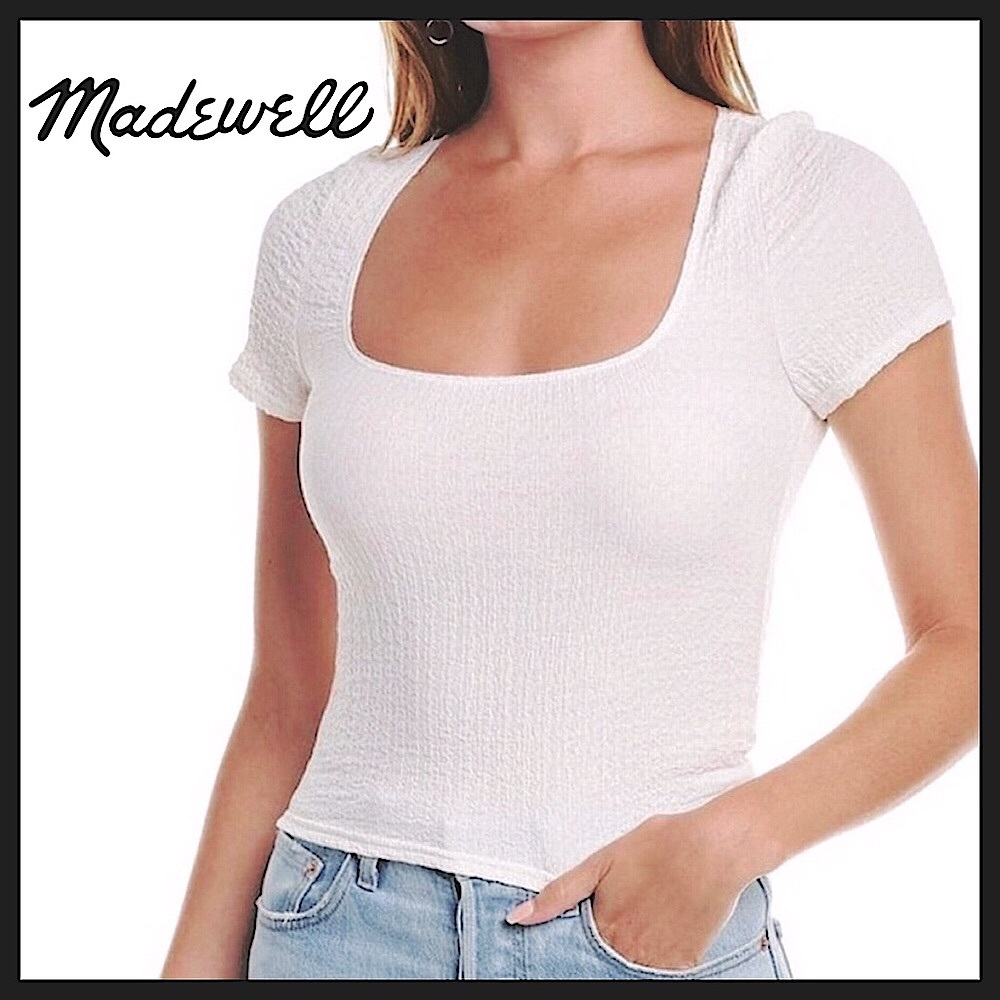 Madewell Women’s Square Neck Semi-Crop Guaze Top NEW with Tags Size (M)